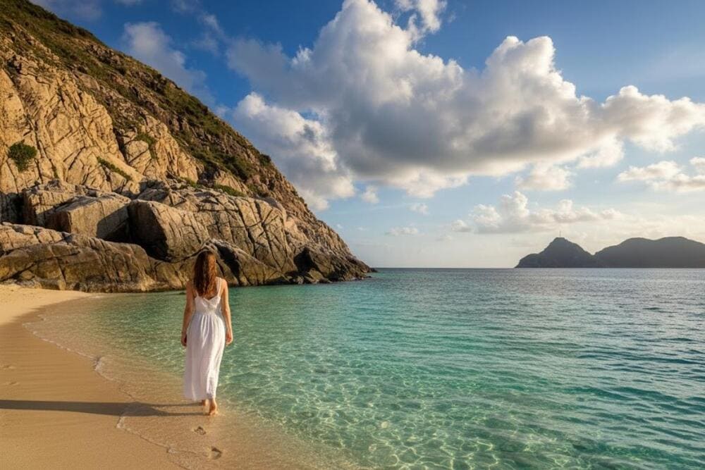 B&atilde;i Minh Ch&acirc;u c&oacute; c&aacute;t trắng như pha l&ecirc;, s&oacute;ng nhẹ nh&agrave;ng, ho&agrave;n hảo cho gia đ&igrave;nh v&agrave; trẻ nhỏ